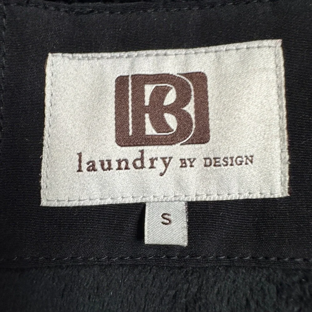 Laundry by Design Black Quilted Hooded Parka Jacket Women's Size Small‎ Full Zip